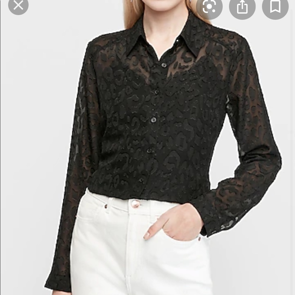 Express button down shirt leopard black